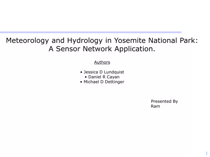 meteorology and hydrology in yosemite national