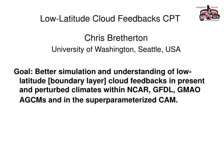 low latitude cloud feedbacks cpt