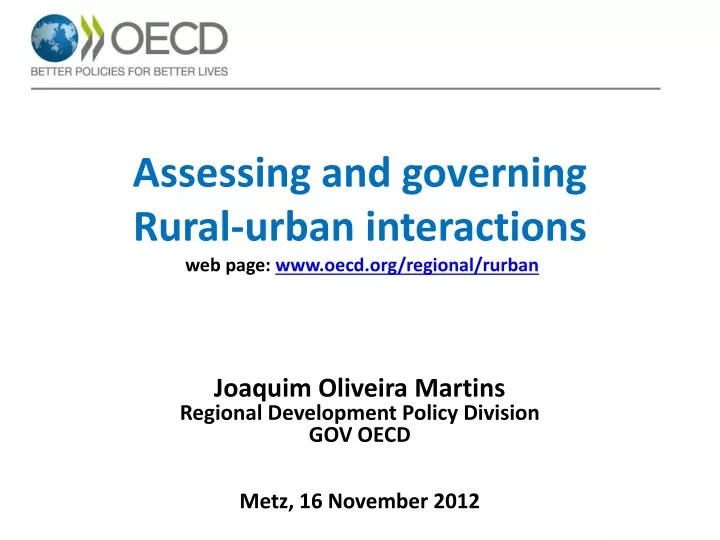 assessing and governing rural urban interactions web page www oecd org regional rurban