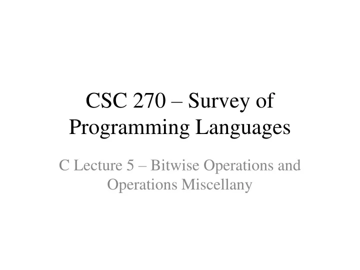 csc 270 survey of programming languages
