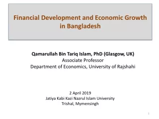 Financial Development and Economic Growth  in Bangladesh