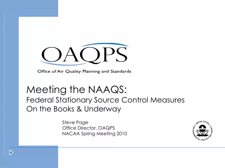 meeting the naaqs federal stationary source control measures on the books underway