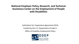 Solicitation for Cooperative Agreement (SCA) Funded by the U.S. Department of Labor’s
