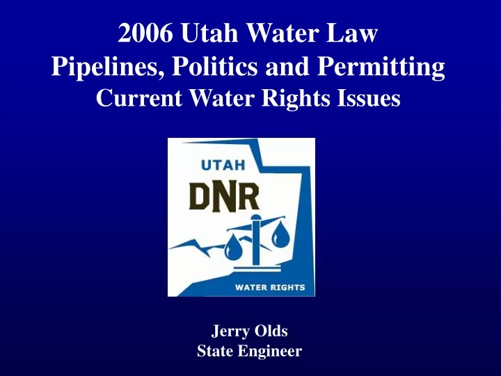 2006 utah water law pipelines politics