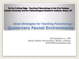 Great Strategies for Teaching Paleontology: Quaternary Faunal Environments