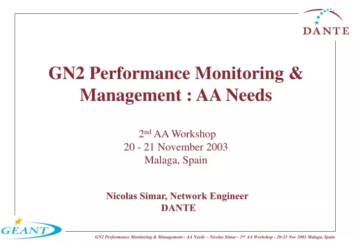gn2 performance monitoring management aa needs