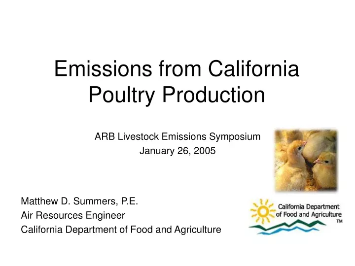 emissions from california poultry production