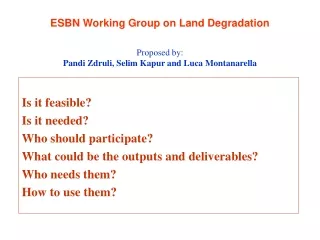 ESBN Working Group on Land Degradation