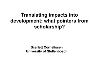 Translating impacts into development: what pointers from scholarship?