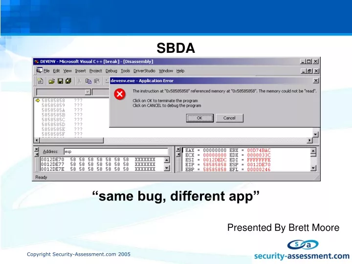 sbda same bug different app presented by brett