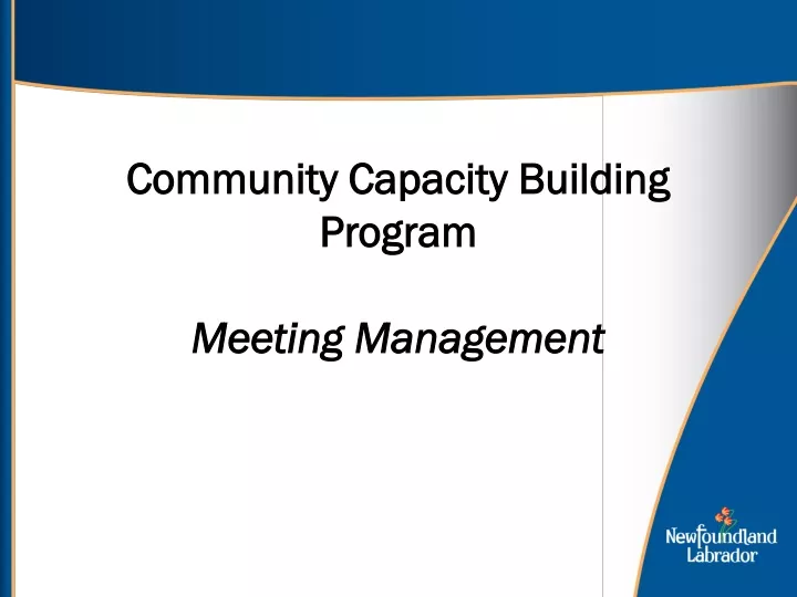 community capacity building program meeting management