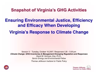 Snapshot of Virginia’s GHG Activities
