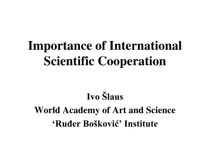 importance of international scientific cooperation