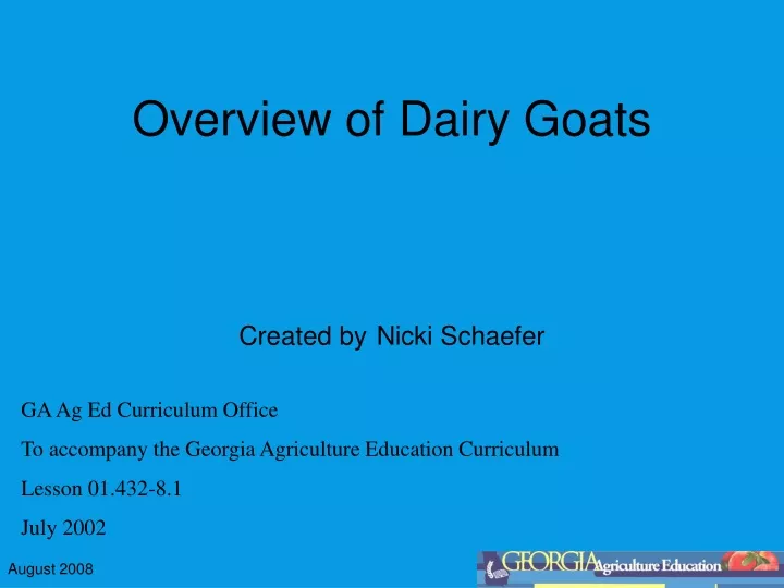 overview of dairy goats