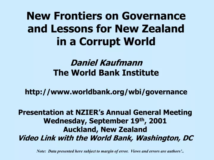 new frontiers on governance and lessons