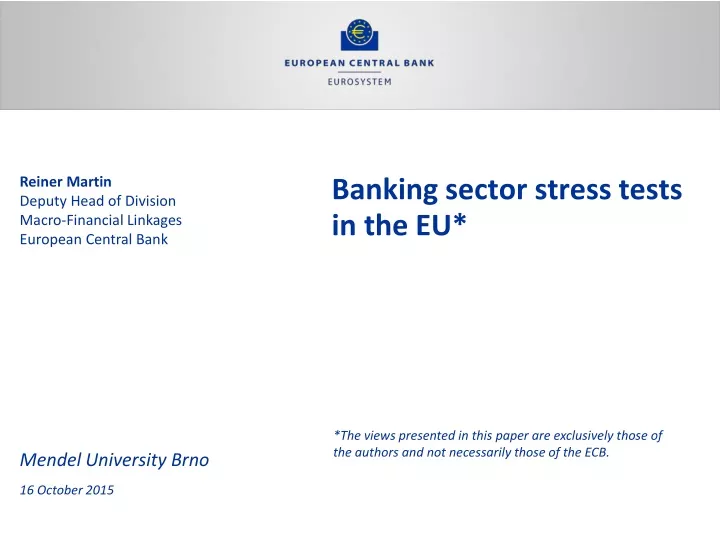 banking sector stress tests in the eu