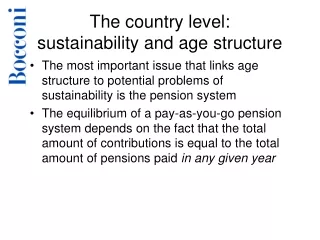 The country level: sustainability and age structure