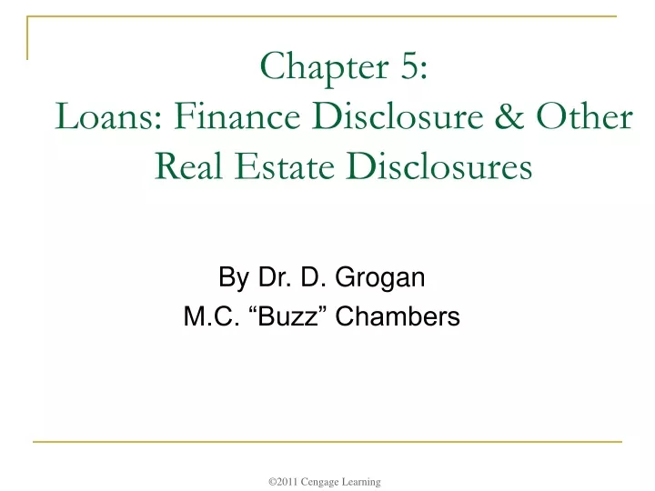 chapter 5 loans finance disclosure other real estate disclosures