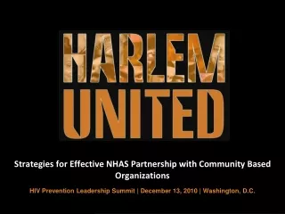 Strategies for Effective NHAS Partnership with Community Based Organizations