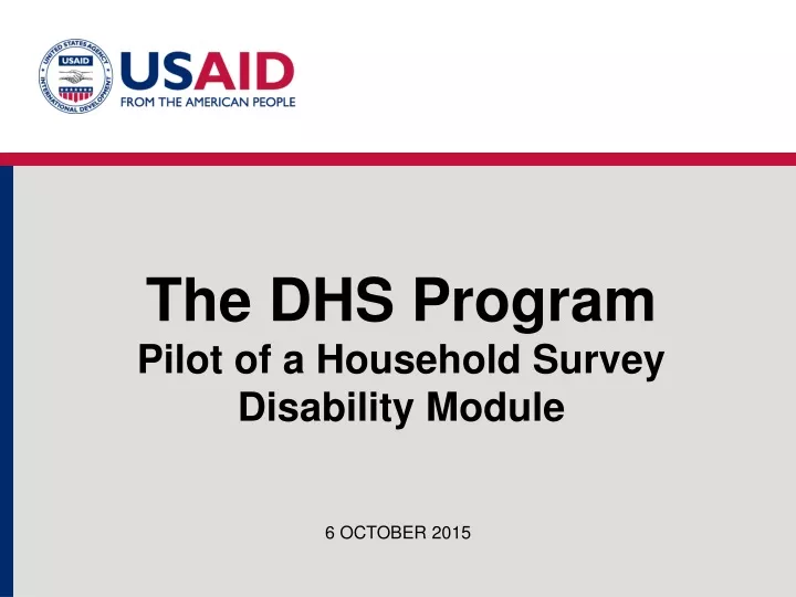 the dhs program pilot of a household survey disability module