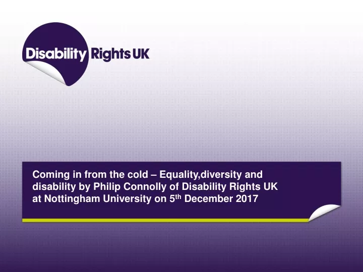 coming in from the cold equality diversity