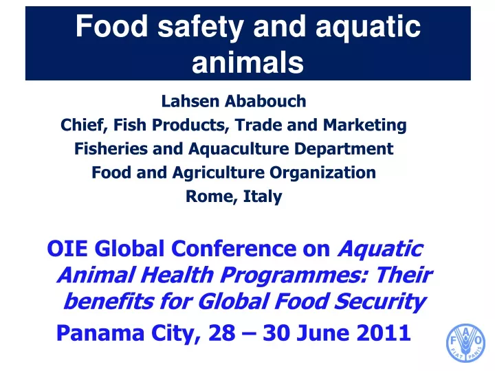 food safety and aquatic animals