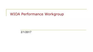WIOA Performance Workgroup