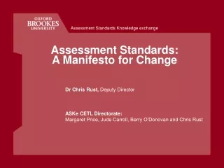 Assessment Standards: A Manifesto for Change