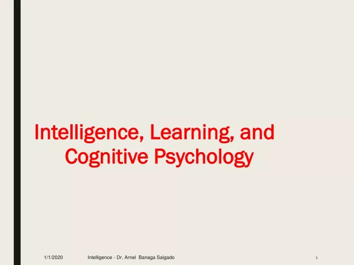 intelligence learning and cognitive psychology