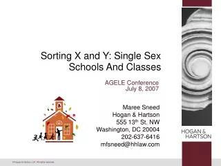 Sorting X and Y: Single Sex Schools And Classes