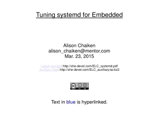 Tuning systemd for Embedded