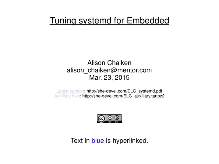 tuning systemd for embedded