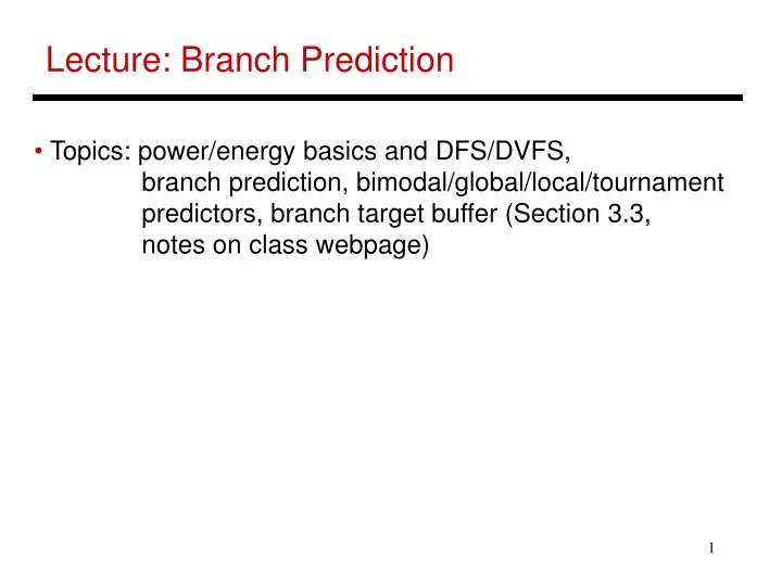 lecture branch prediction