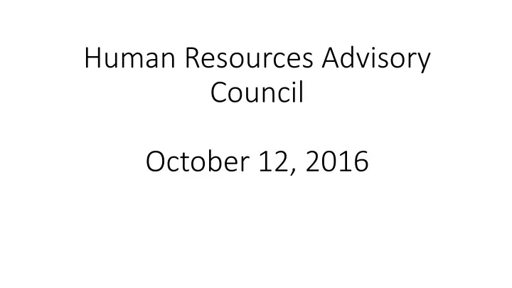 human resources advisory council october 12 2016