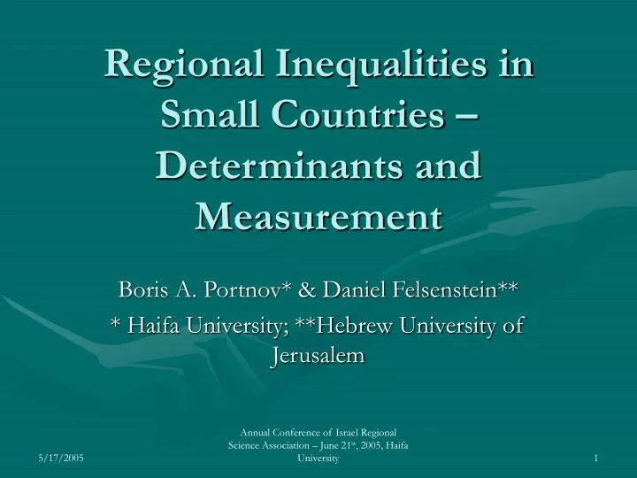 regional inequalities in small countries determinants and measurement