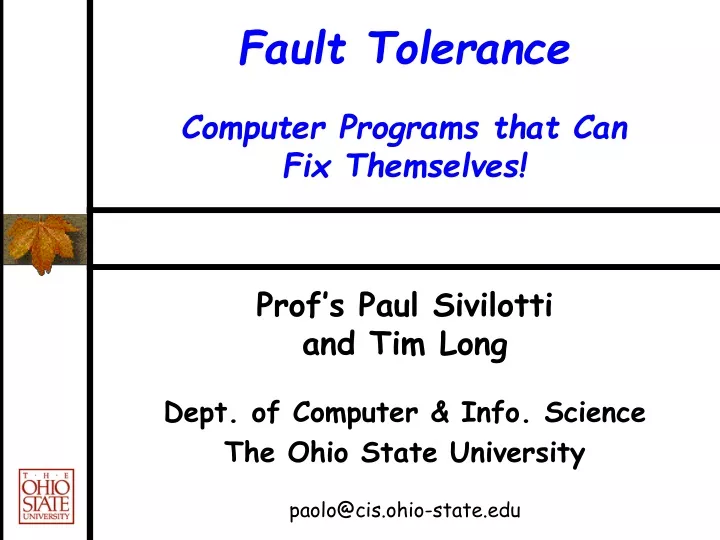 fault tolerance computer programs that can fix themselves