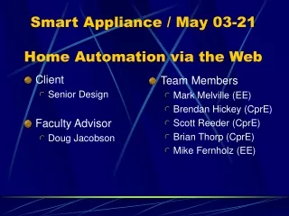 Smart Appliance / May 03-21 Home Automation via the Web