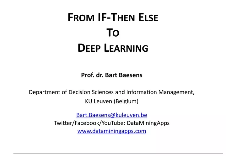 from if then else to deep learning