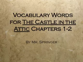 Vocabulary Words for  The Castle in the Attic  Chapters 1-2