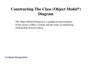 Constructing The Class (Object Model*) Diagram
