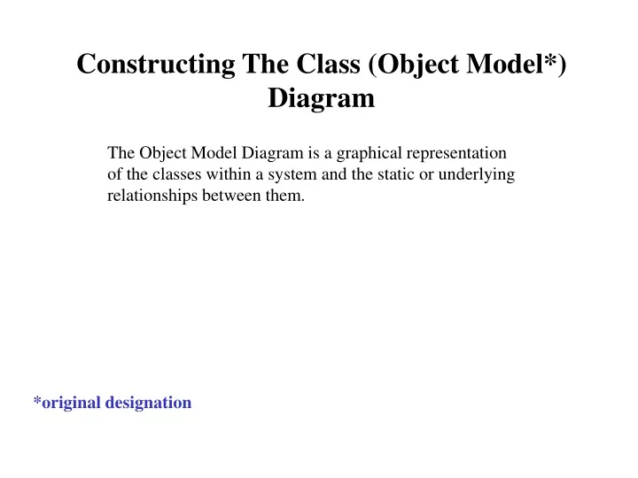 constructing the class object model diagram