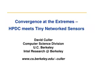 Convergence at the Extremes – HPDC meets Tiny Networked Sensors