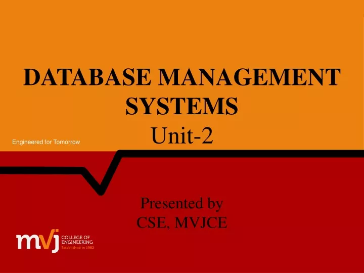 database management systems unit 2