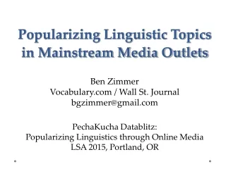 popularizing linguistic topics in mainstream media outlets