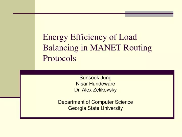 energy efficiency of load balancing in manet routing protocols