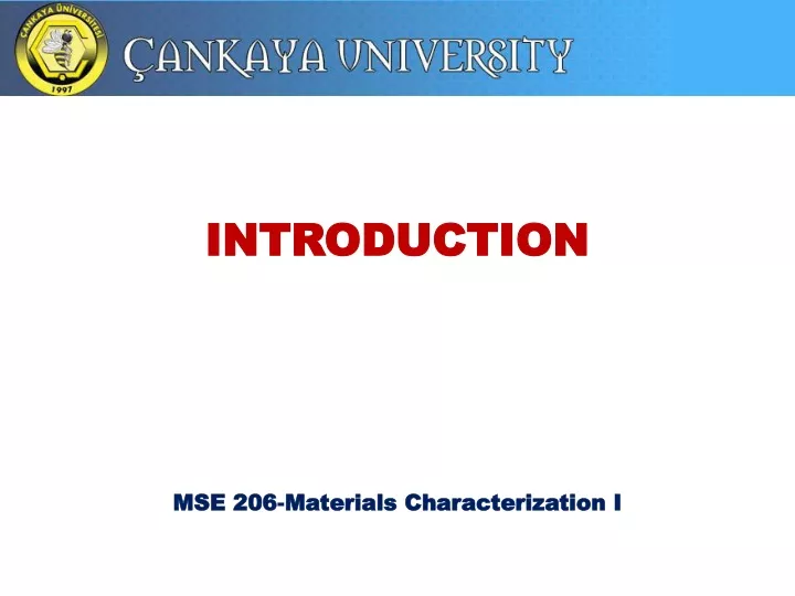 introduction m se 206 materials characterization i