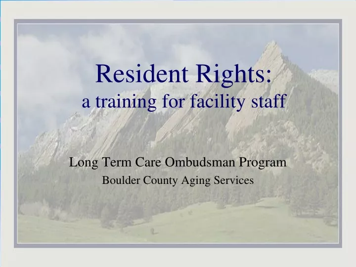 resident rights a training for facility staff