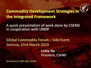 Commodity Development Strategies in the Integrated Framework