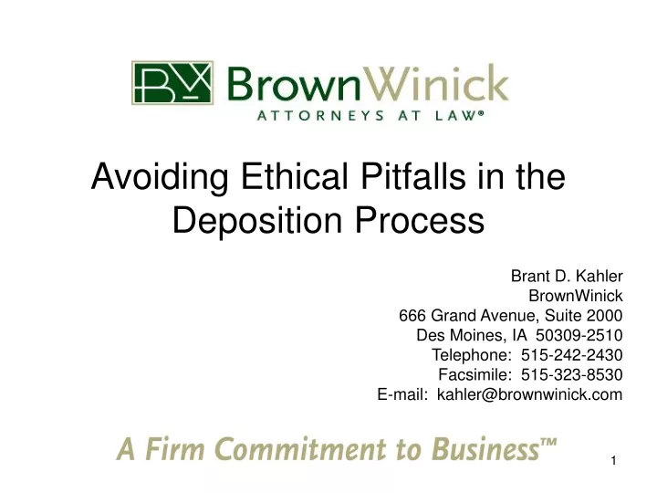 avoiding ethical pitfalls in the deposition process