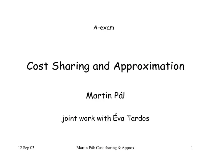 cost sharing and approximation